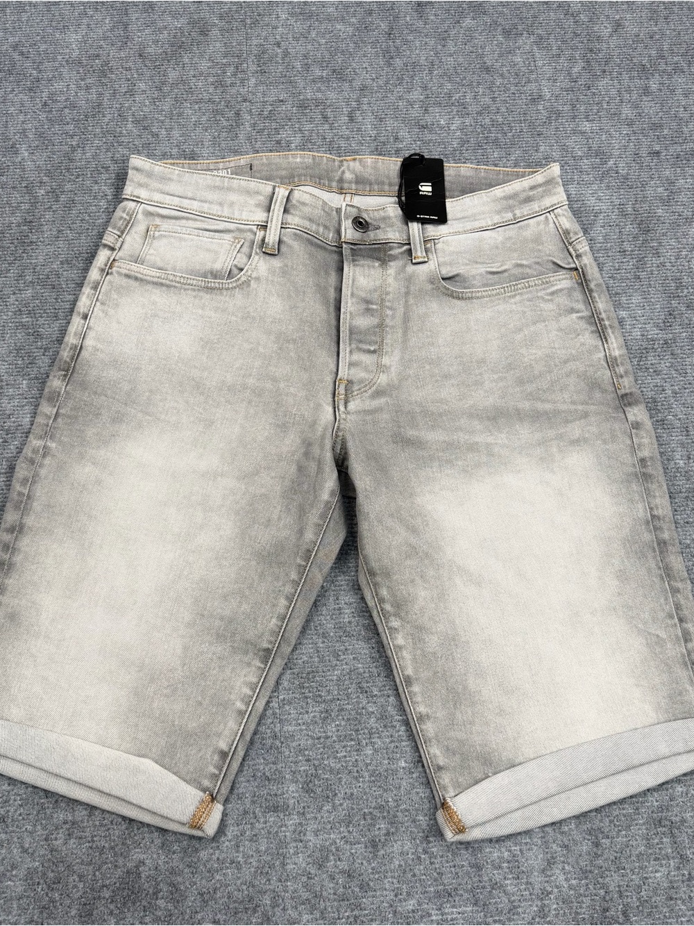 G-Star 3301 Light Gray Washed Denim Shorts